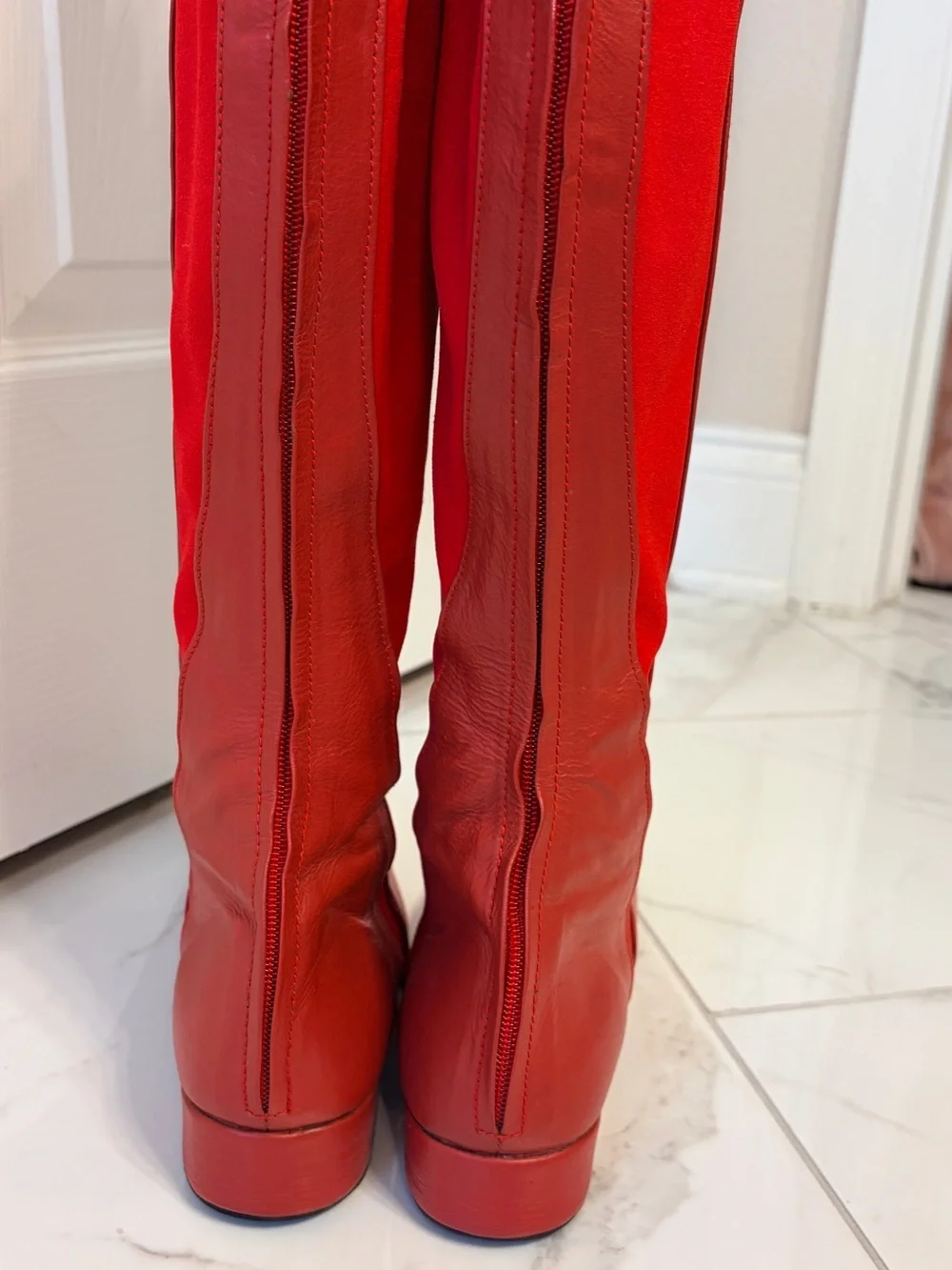 Red Leather Cosplay Supergirl Boots
